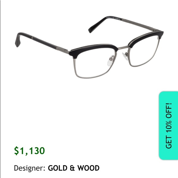 GOLD & WOOD full rim glasses wood and metal REPAIRED/FLAWS - Picture 2 of 10